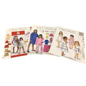 McCalls Girls Sewing Patterns M4360 M4963 & M4113 Lot Of 3 Sizes 3-6 & Medium To